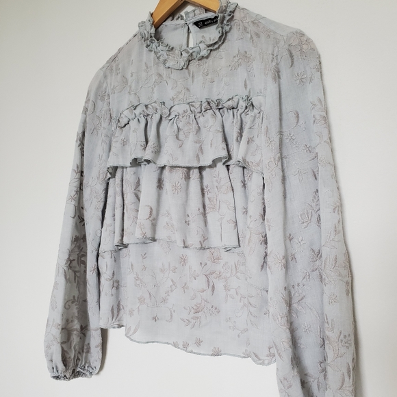 Zara embroidered top with ruffles - Picture 8 of 10